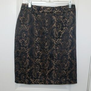 Worthington Black and Gold Knee-Length Pencil Skirt